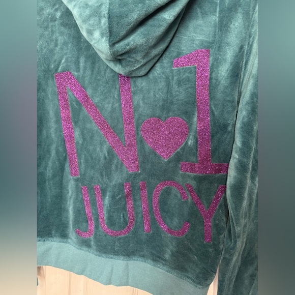 Juicy Couture Teal Velour Full Zip Up Women’s Hooded Jacket y2k - Picture 13 of 15